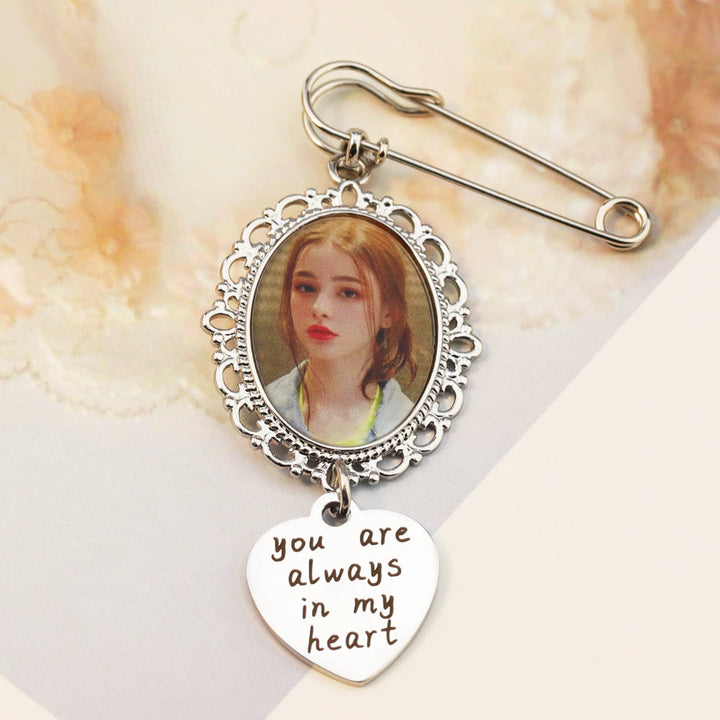 Personalisieren Sie Ihre Fotos Brosche mit warmem Geschenk zur Hochzeit