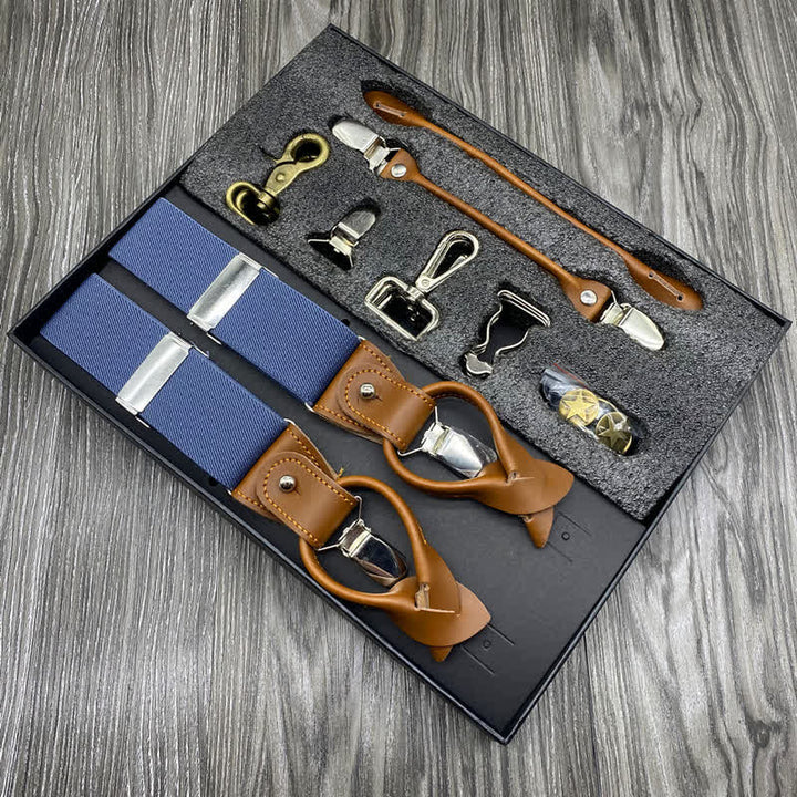 8-teiliges Hosenträgerset in Volltonfarbe mit kombinierbarer Schnalle und verstellbarer Schnalle