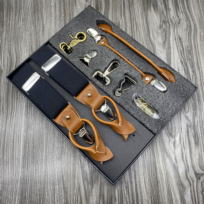 8-teiliges Hosenträgerset in Volltonfarbe mit kombinierbarer Schnalle und verstellbarer Schnalle