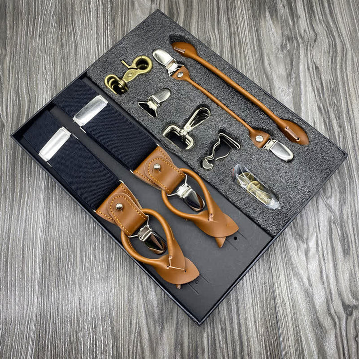 8-teiliges Hosenträgerset in Volltonfarbe mit kombinierbarer Schnalle und verstellbarer Schnalle