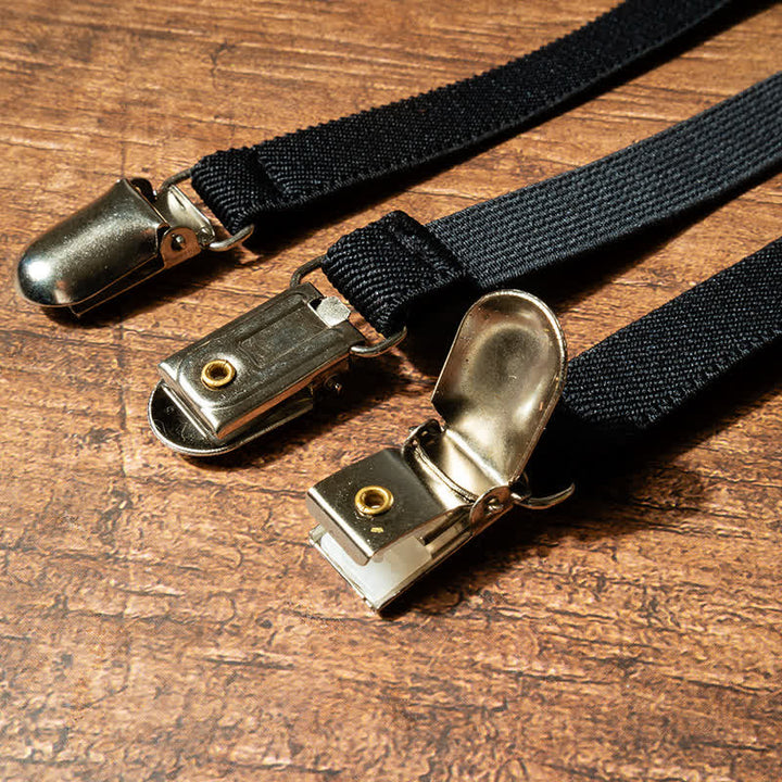 Modische, schwarze, elastische Hosenträger mit Kunstperlenkette für Damen