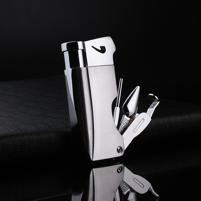 4 in 1 Pfeife Spezialwerkzeuge Oblique Fire Nachfüllbares Butanfeuerzeug