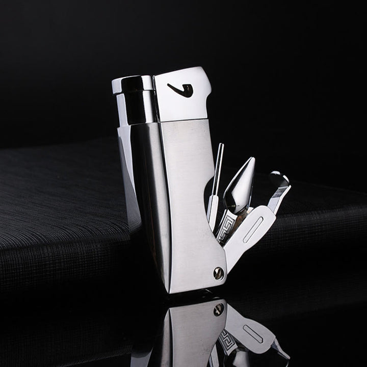 4 in 1 Pfeife Spezialwerkzeuge Oblique Fire Nachfüllbares Butanfeuerzeug