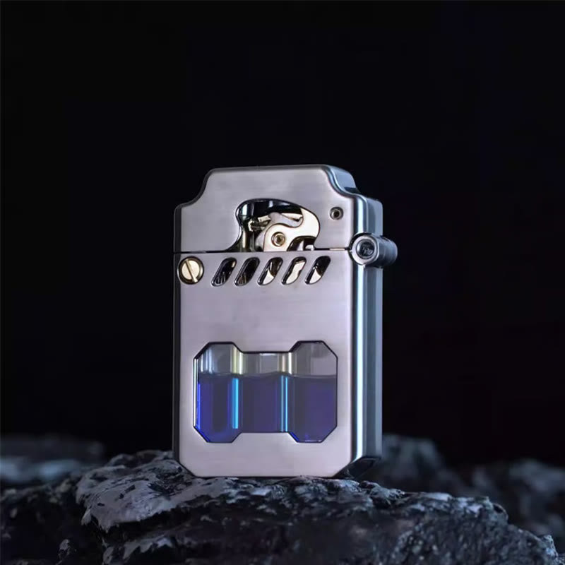 Retro Transparent Öl Tank Kipphebel Zündung Nachfüllbar Kerosin Feuerzeug