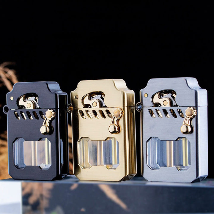 Retro Transparent Öl Tank Kipphebel Zündung Nachfüllbar Kerosin Feuerzeug