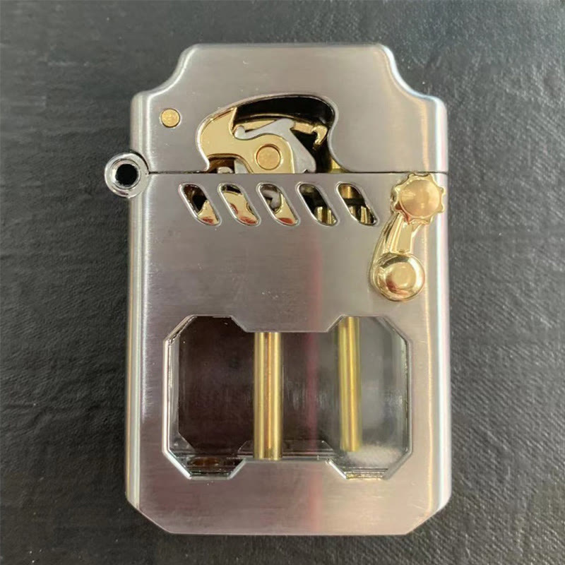 Retro Transparent Öl Tank Kipphebel Zündung Nachfüllbar Kerosin Feuerzeug