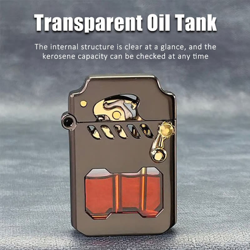 Retro Transparent Öl Tank Kipphebel Zündung Nachfüllbar Kerosin Feuerzeug