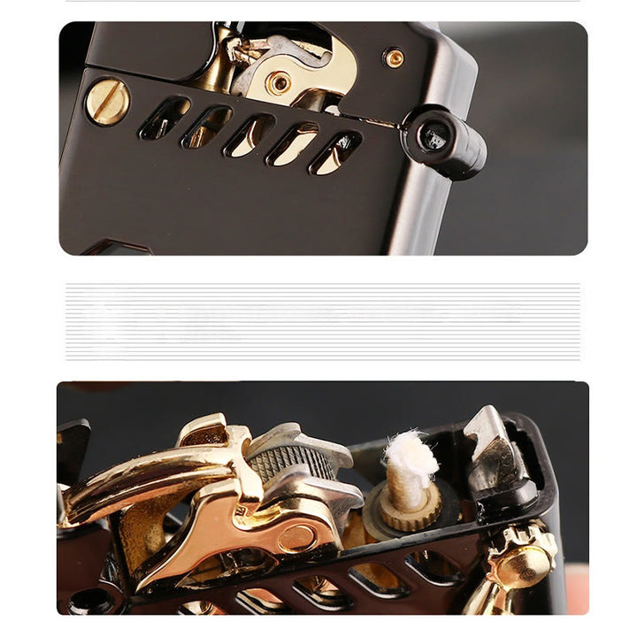 Retro Transparent Öl Tank Kipphebel Zündung Nachfüllbar Kerosin Feuerzeug