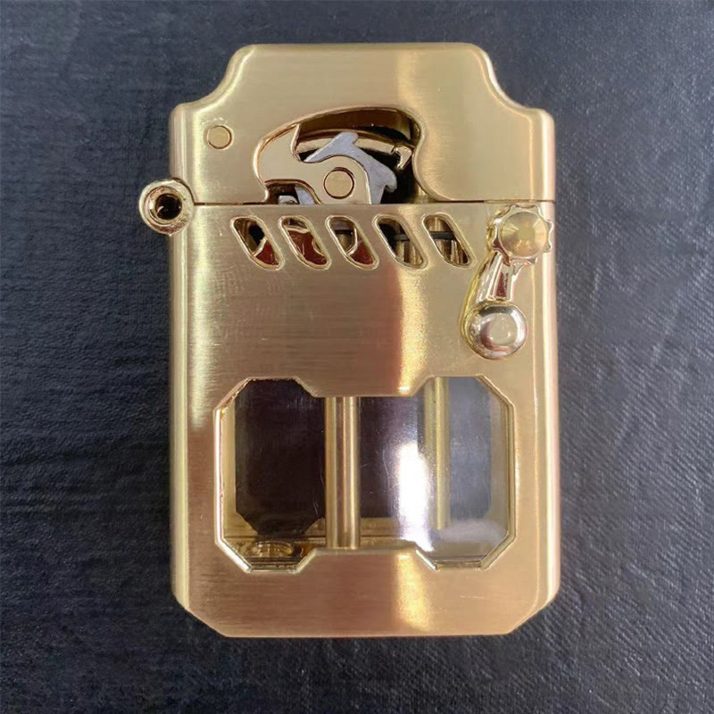 Retro Transparent Öl Tank Kipphebel Zündung Nachfüllbar Kerosin Feuerzeug