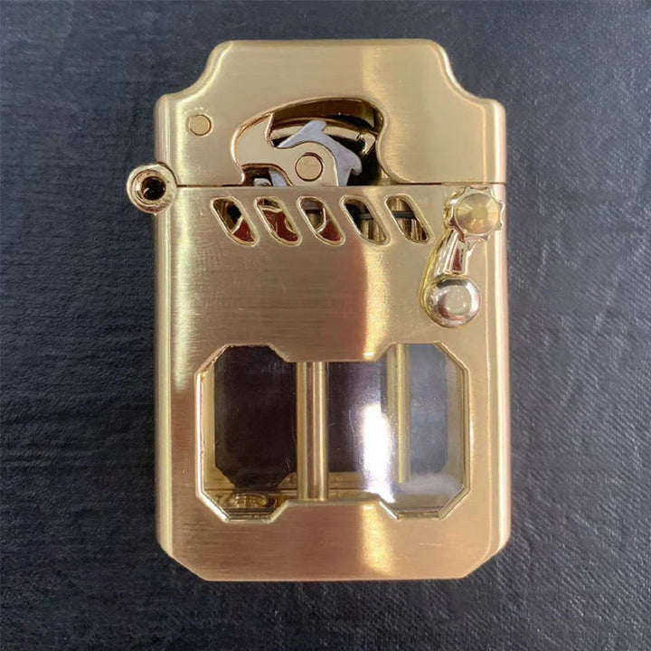 Retro Transparent Öl Tank Kipphebel Zündung Nachfüllbar Kerosin Feuerzeug