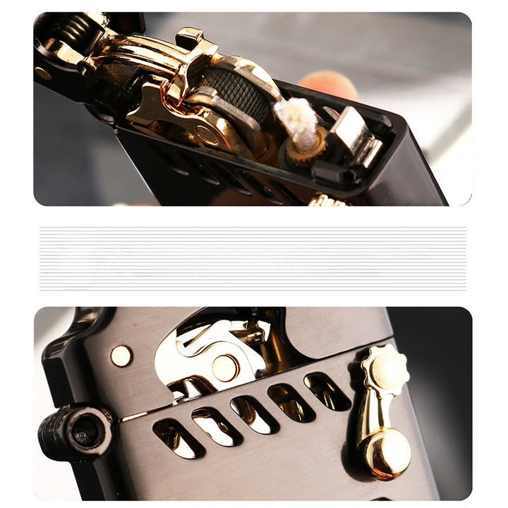 Retro Transparent Öl Tank Kipphebel Zündung Nachfüllbar Kerosin Feuerzeug