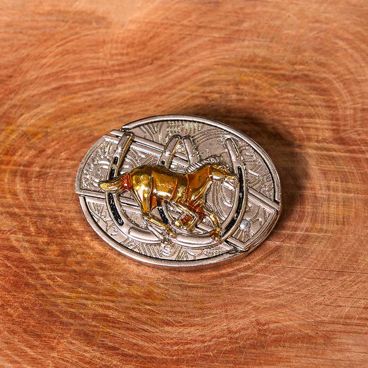 U-förmiger Pferde-DIY-Ledergürtel mit verstecktem Messer und Westernschnalle