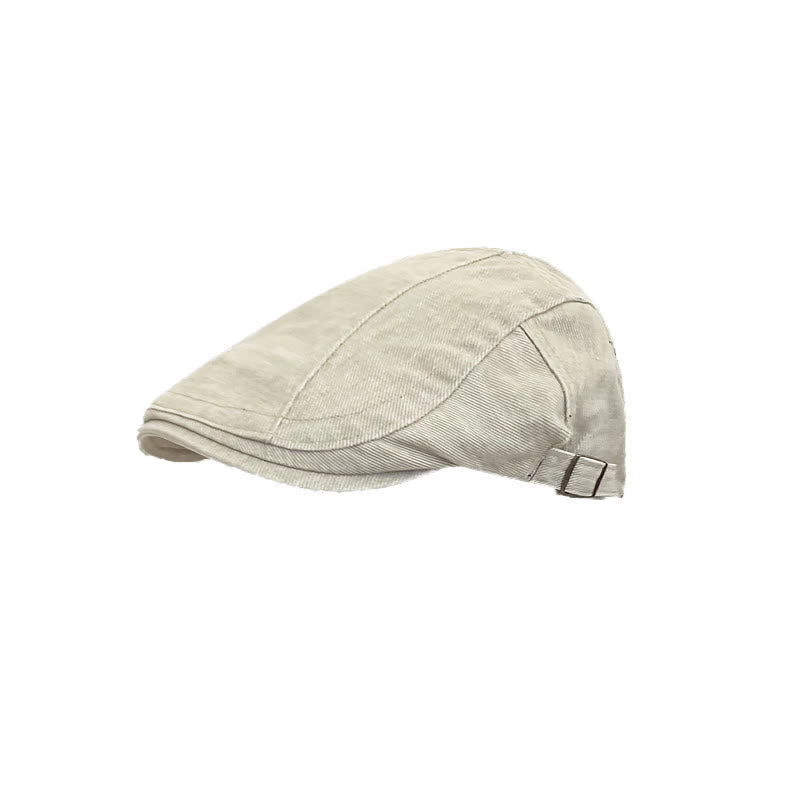 Amerikanische Retro Newsboy-Baskenmütze aus gewaschener Denim-Baumwolle