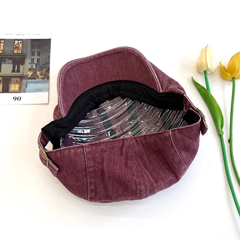 Amerikanische Retro Newsboy-Baskenmütze aus gewaschener Denim-Baumwolle