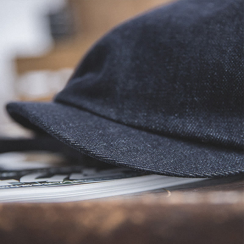 Streeetwear Denim-Baskenmütze mit achteckiger Krempe und achteckiger Krempe für Herren