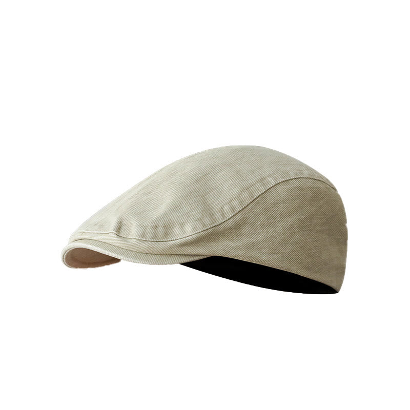 Modische, gewaschene Denim-Newsboy-Schiebermütze, Baskenmütze