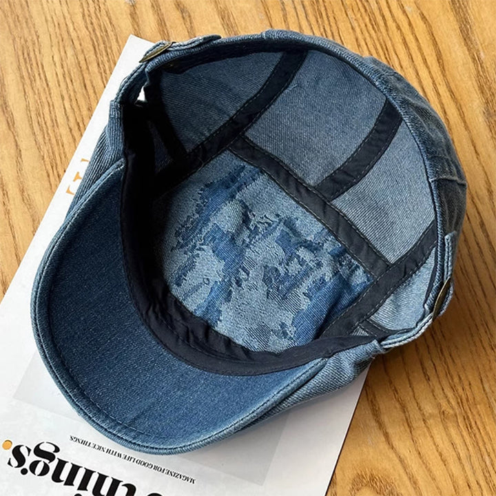 Zerrissene gewaschene Denim-Newsboy-Schiebermütze Baskenmütze
