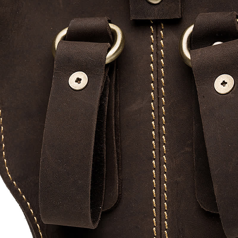 Gürteltasche aus echtem Crazy Horse-Leder mit Kuhkopf