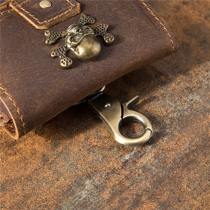 Schädel Vertikale Crazy Horse Handy Leder Gürtel Tasche