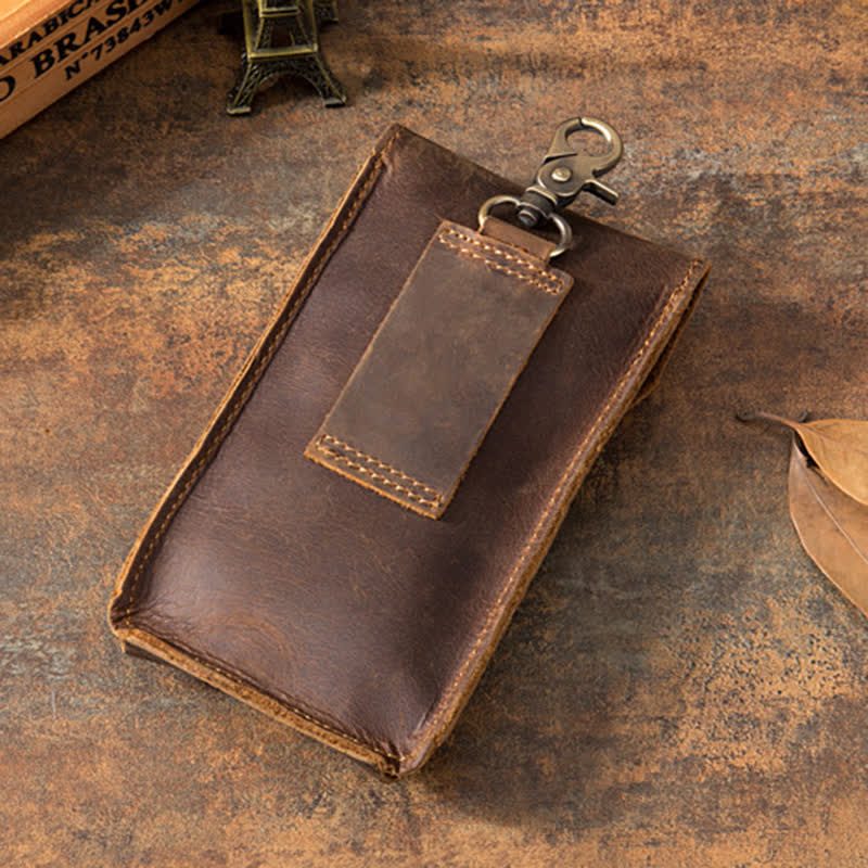 Schädel Vertikale Crazy Horse Handy Leder Gürtel Tasche