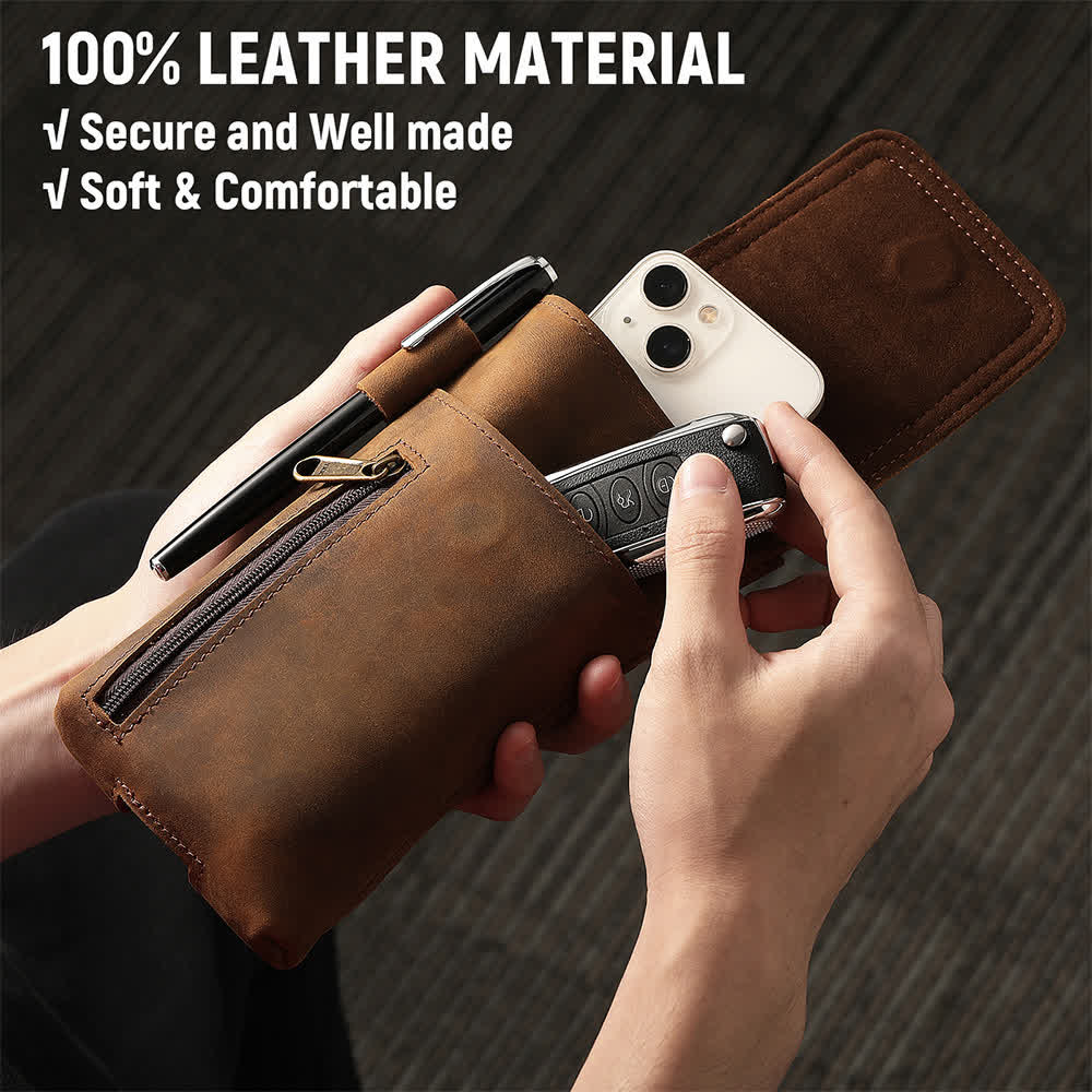 Multifunktions-Magnet-Gürteltasche aus Leder für Handys