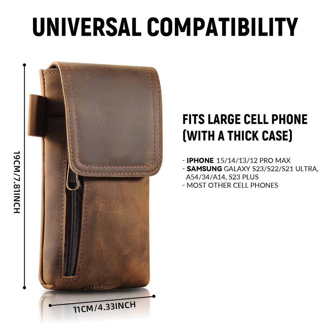 Multifunktions-Magnet-Gürteltasche aus Leder für Handys