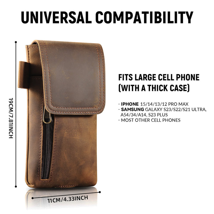 Multifunktions-Magnet-Gürteltasche aus Leder für Handys