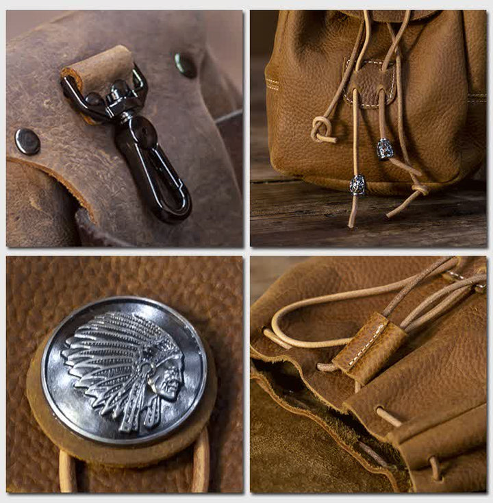 Kleine Geldbörse im indischen Stil mit Kordelzug, Gürteltasche aus Crazy Horse-Leder