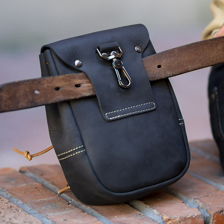 Kleine Geldbörse im indischen Stil mit Kordelzug, Gürteltasche aus Crazy Horse-Leder