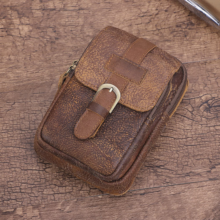 Retro Elegante Reise-Bauchtasche mit Reißverschluss aus Leder