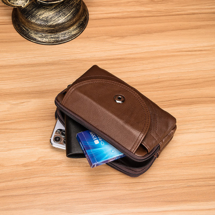 Kartenhalter Lässige, einfache horizontale Gürteltasche aus Leder mit Reißverschluss