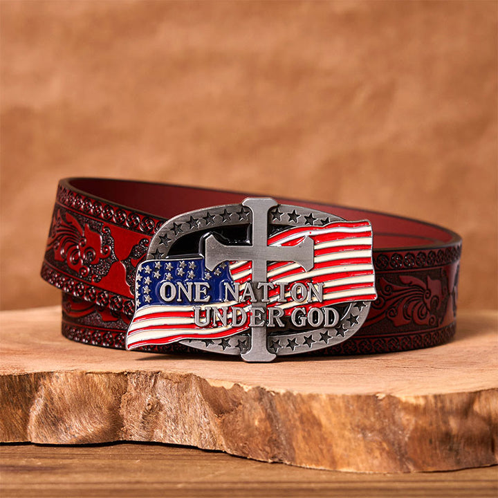 One Nation Under God DIY Western-Ledergürtel mit Schnalle