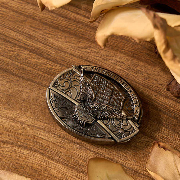 3-teiliges DIY-Gürtelschnallen-Set mit Adler-, Pistolen- und Hirschmotiv, versteckt, für Klappmesser