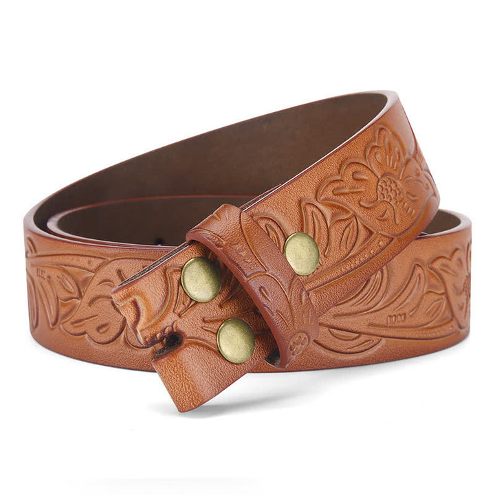 Punk-Blumenprägung DIY-Ledergürtelband ohne Gürtelschnalle