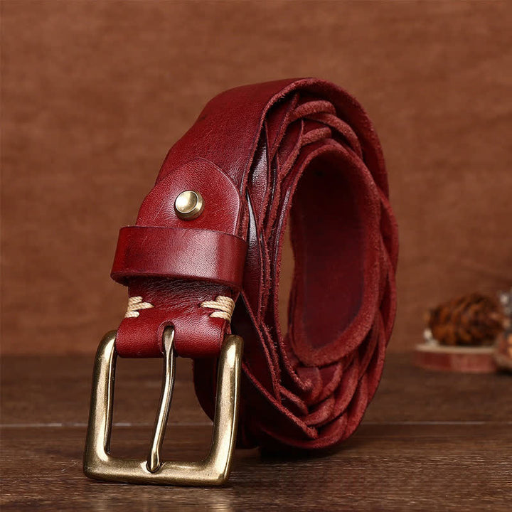 Geflochtener handgewebter Ledergürtel ohne Löcher