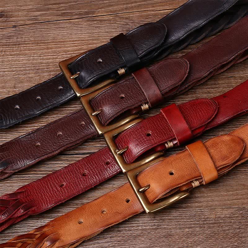 Geflochtener handgewebter Ledergürtel ohne Löcher