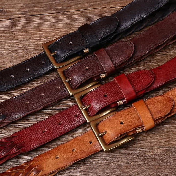 Geflochtener handgewebter Ledergürtel ohne Löcher