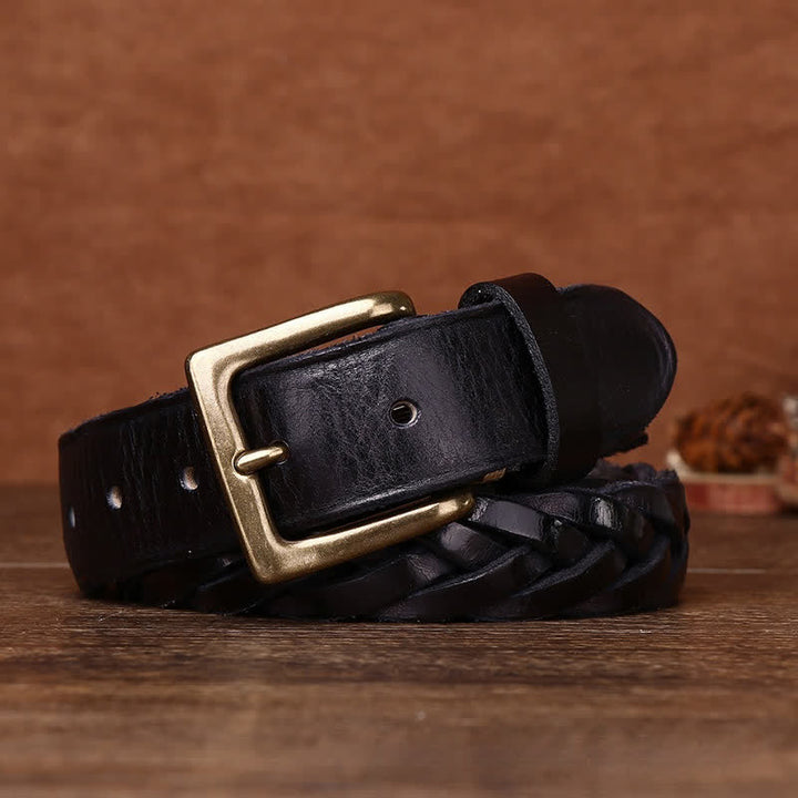 Geflochtener handgewebter Ledergürtel ohne Löcher
