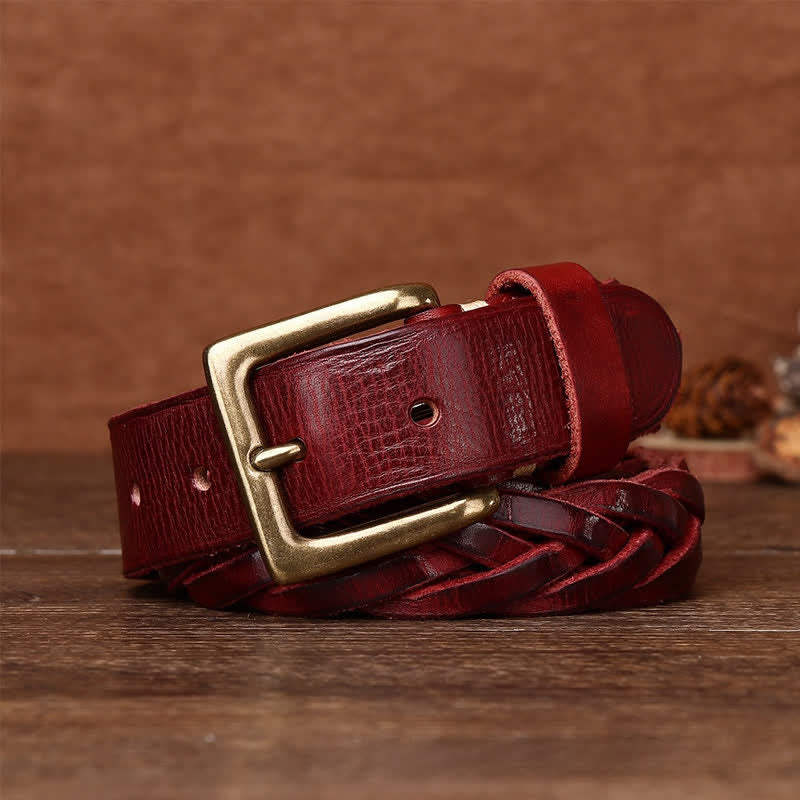 Geflochtener handgewebter Ledergürtel ohne Löcher