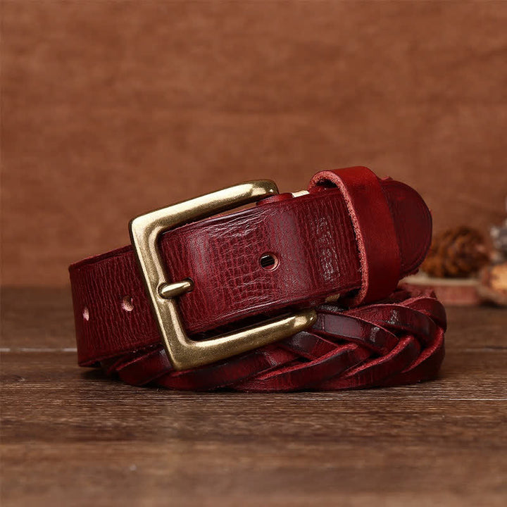 Geflochtener handgewebter Ledergürtel ohne Löcher