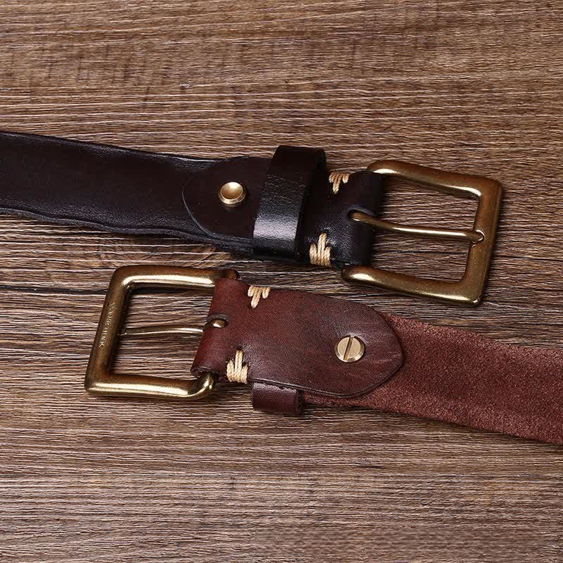 Geflochtener handgewebter Ledergürtel ohne Löcher