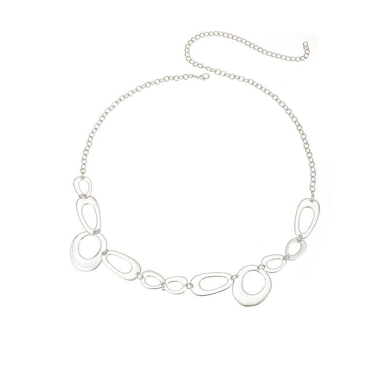 Damen Silber Ring Kette Gürtel Metall Taille Kette