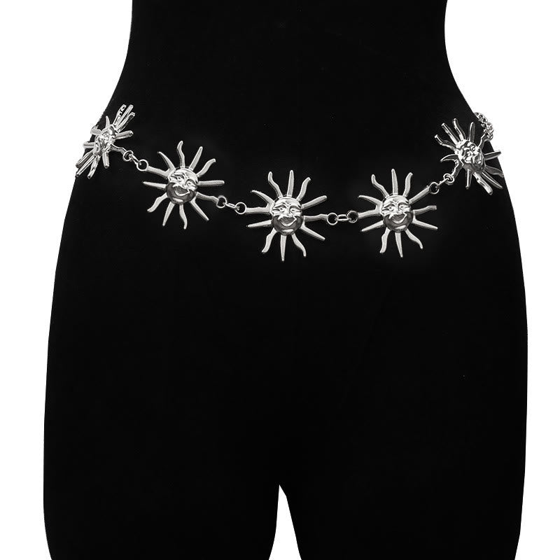 Damengürtel mit Mond- und Sternkette, Taillenkette aus Metall