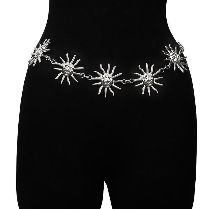 Damengürtel mit Mond- und Sternkette, Taillenkette aus Metall