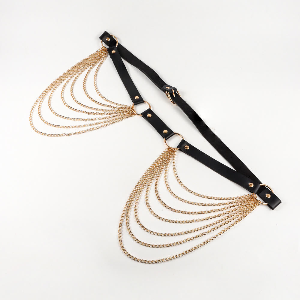 Punk-Kettengürtel Siebenlagiger Kettenledergürtel