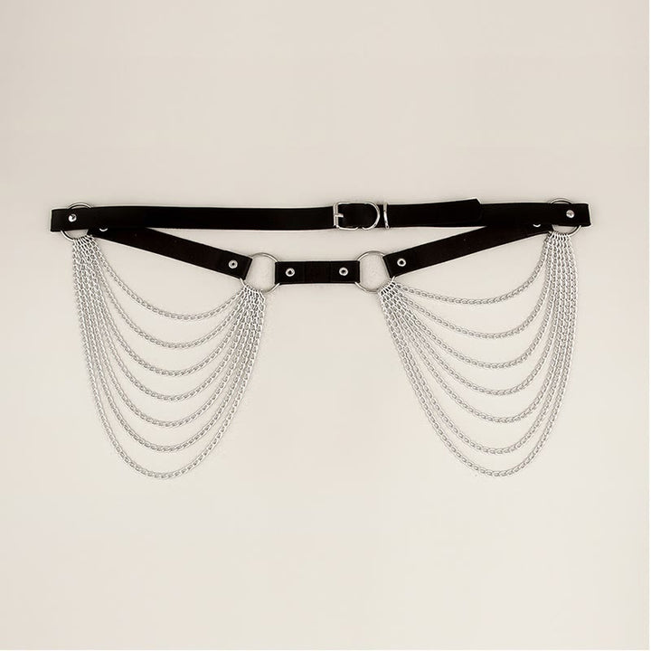 Punk-Kettengürtel Siebenlagiger Kettenledergürtel