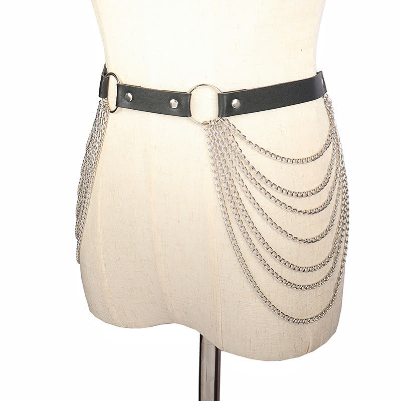 Punk-Kettengürtel Siebenlagiger Kettenledergürtel