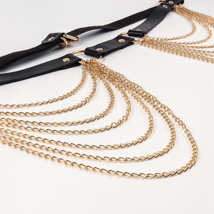 Punk-Kettengürtel Siebenlagiger Kettenledergürtel