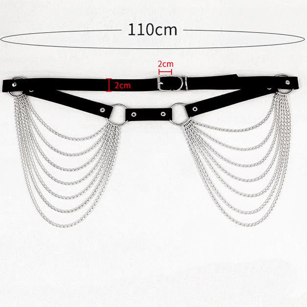 Punk-Kettengürtel Siebenlagiger Kettenledergürtel