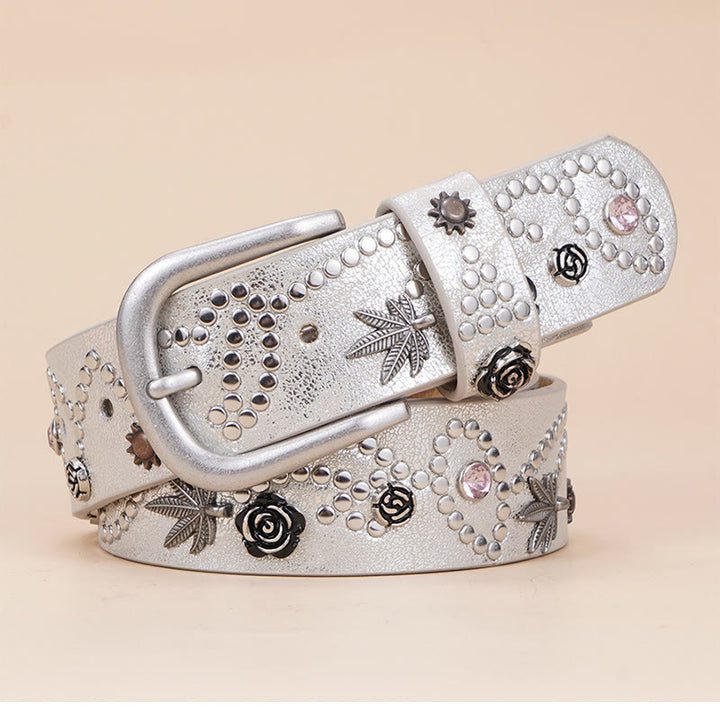 Damen Westerngürtel mit Cowgirl-Nieten und Dornschließe